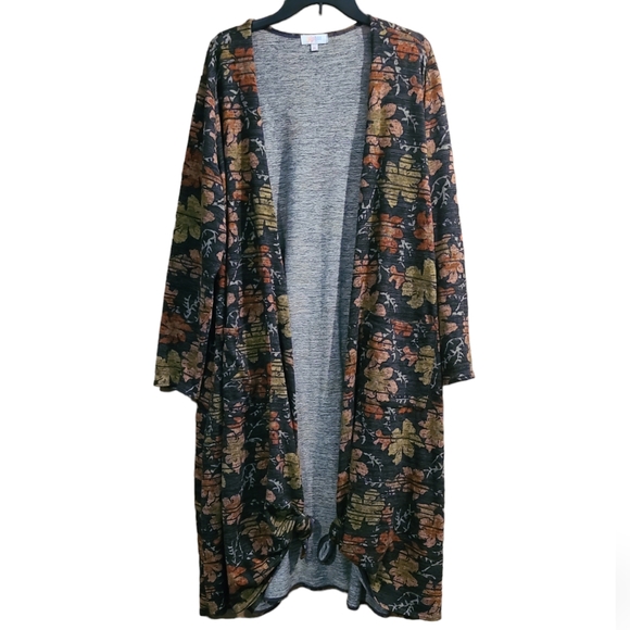 LLR LuLaRoe Sarah Cardigan Duster Floral Pattern w Stripes XL - Picture 1 of 6